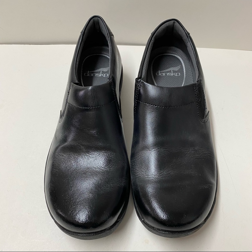 Dansko Ellie Black Leather Clog Nurse’s Shoes Slip Resistant Sole Sz 38 7.5 - Picture 3 of 5